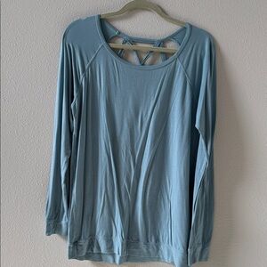 GAIAM Light Blue Long Sleeve Top with Crisscross Back